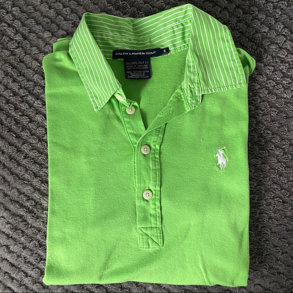 ralph lauren golf polo with stripe collar detail
